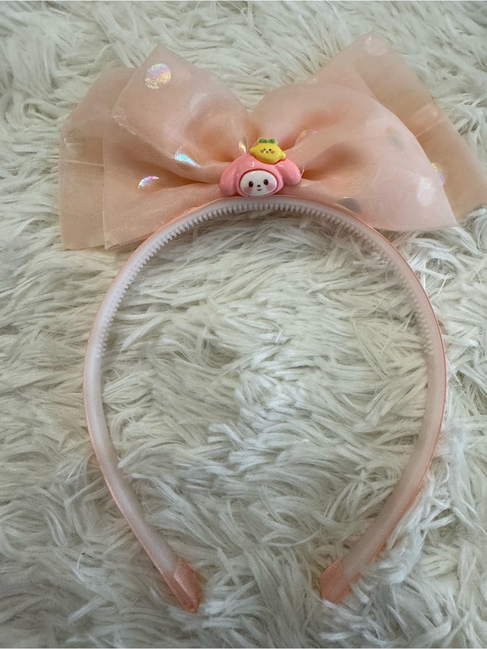 Pink polka dots Bow Headband with Cute My Melody Accent